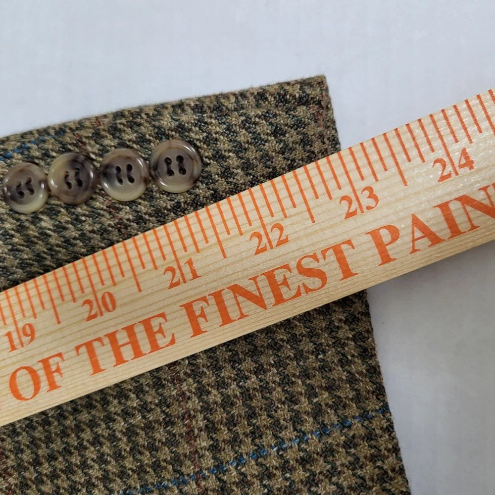 Brooks Brothers 42R Green Tan Houndstooth Wool‎ Sport Coat Menswear Blazer USA